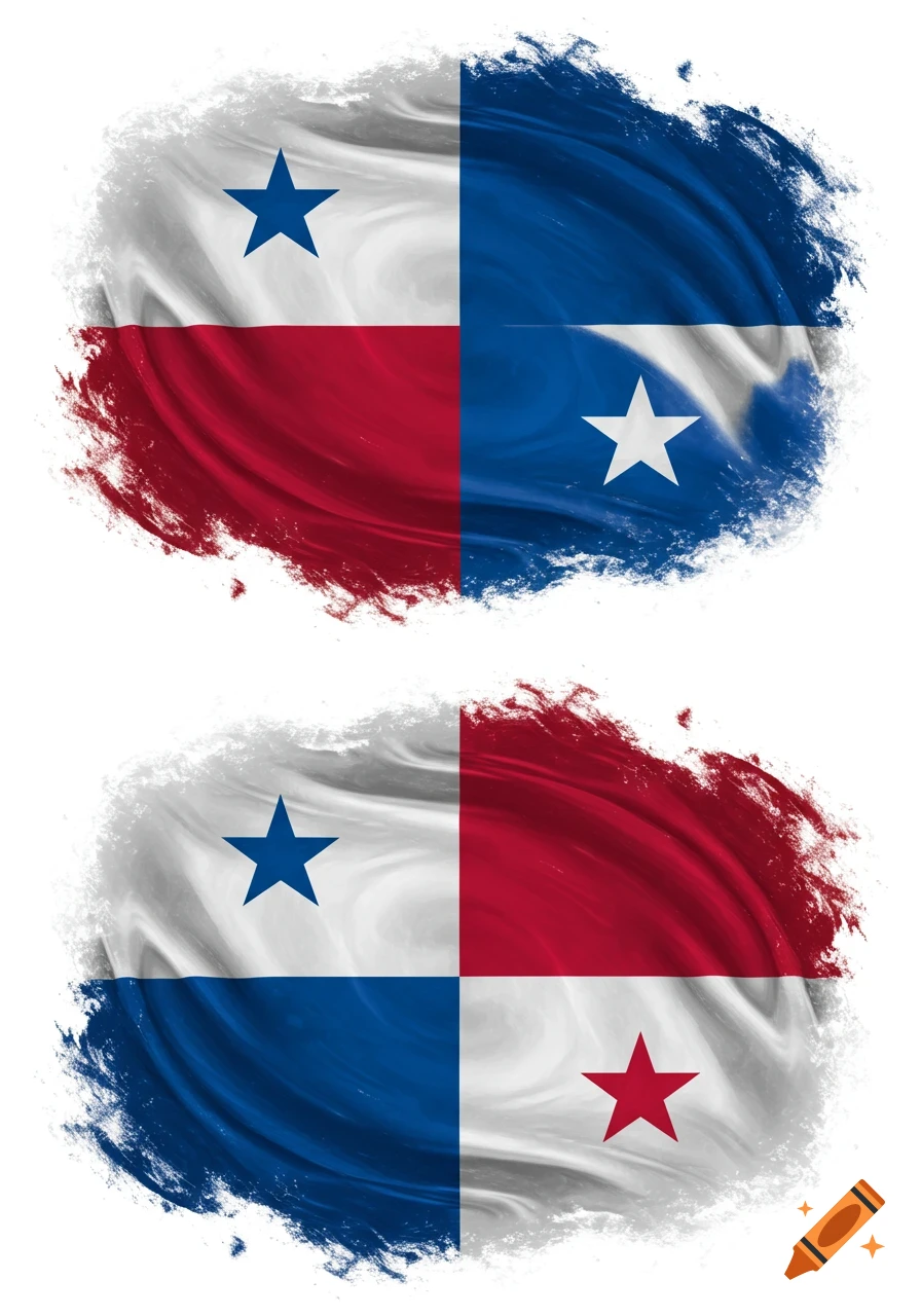 Two artistic depictions of the Panama flag with brushstroke edges.