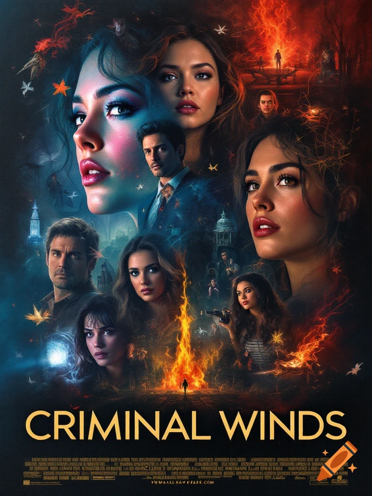 Movie poster featuring several characters and the title "CRIMINAL WINDS".
