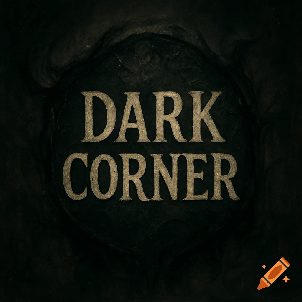 Dark logo with text DARK CORNER on a stone texture.