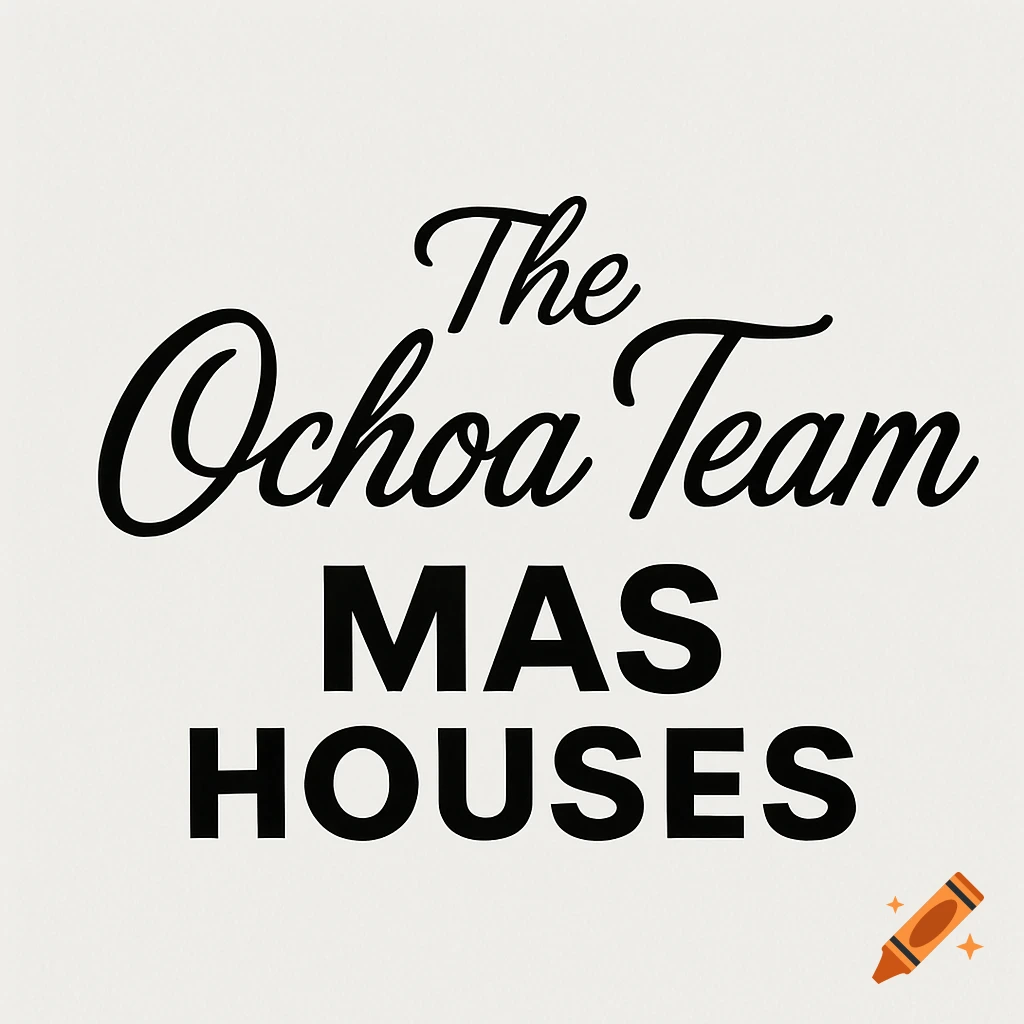 A logo featuring "The Ochoa Team" in script above "MAS HOUSES" in bold text.