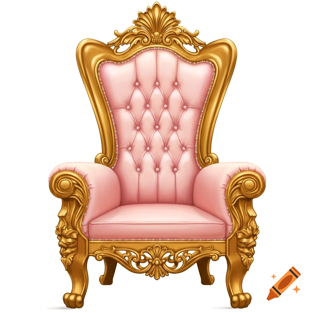 Luxurious pink and gold throne chair.
