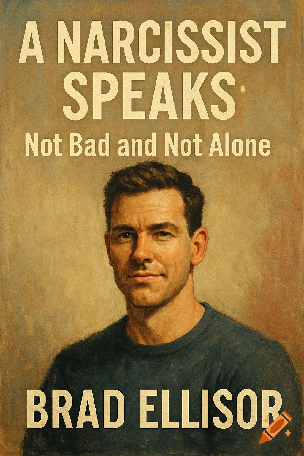 Painted book cover portrait of a man with the title A Narcissist Speaks.