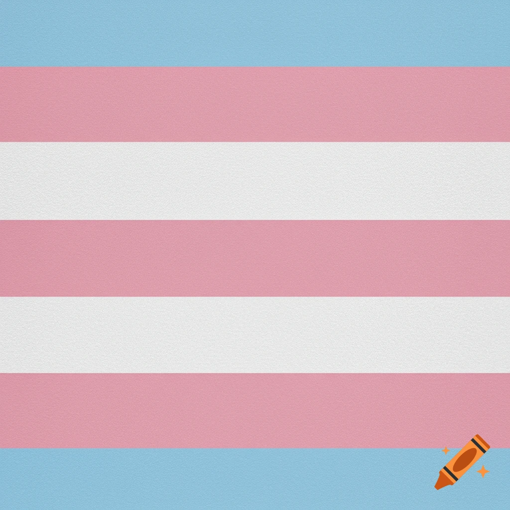 Transgender Pride Flag with blue, pink, and white horizontal stripes.