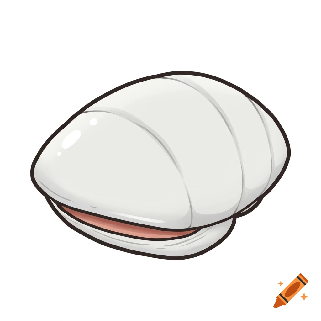 Clip art illustration of a white quahog or clam.