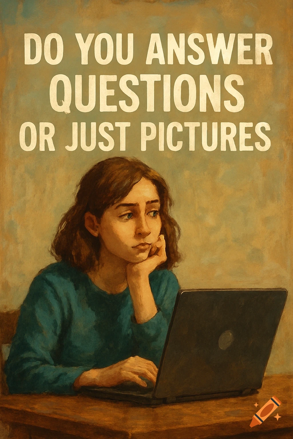 Illustration of a person looking thoughtfully at a laptop with the text ...