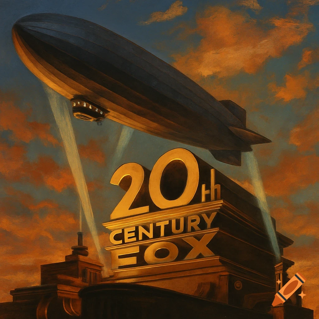 A zeppelin flies over the 20th Century Fox logo.