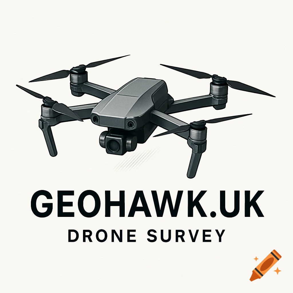 A stylized illustration of a drone above the text 'GEOHAWK.UK DRONE SURVEY'