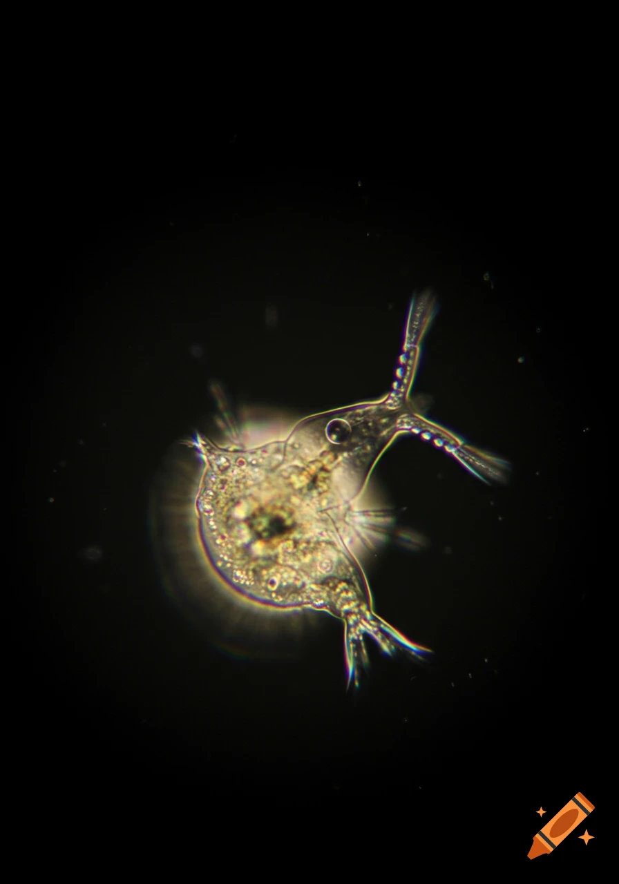 Microscopic view of a blurry rotifer
