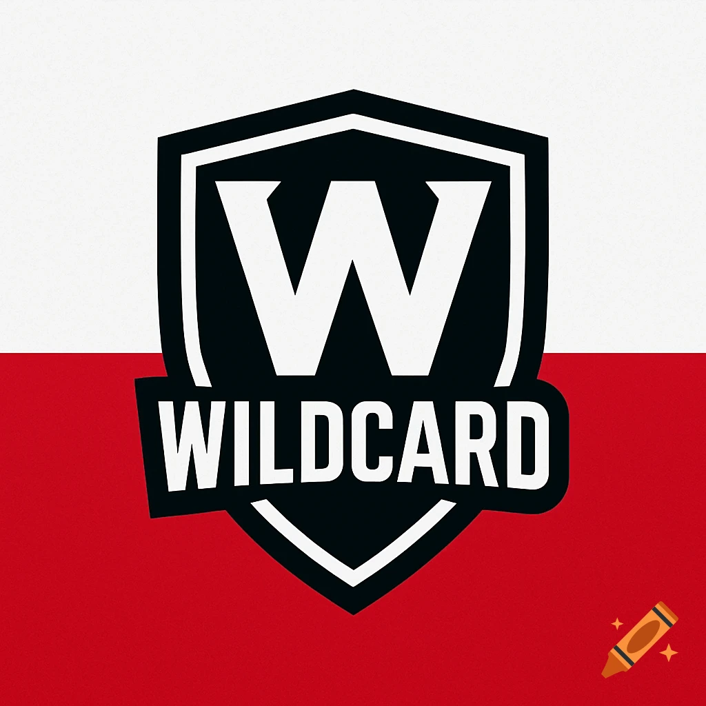 Esport logo with a shield shape containing a white 'W' and 'WILDCARD' text on a white and red background.