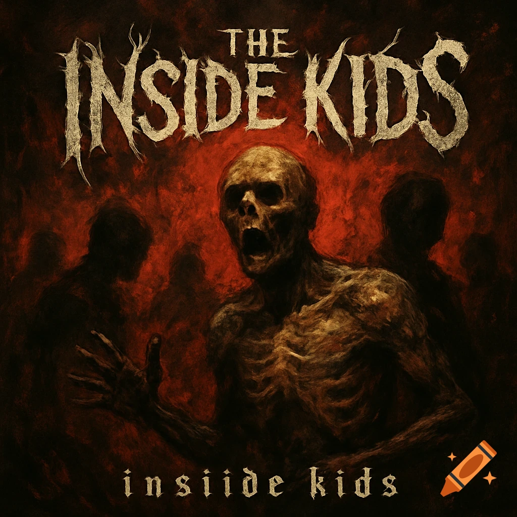 Metalcore album cover with a skeletal figure against a red background and band name text.