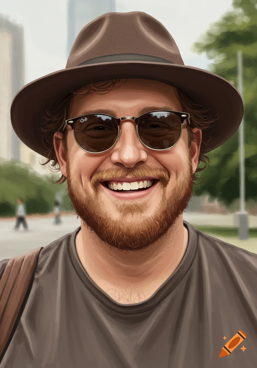 Smiling man wearing a hat and sunglasses.