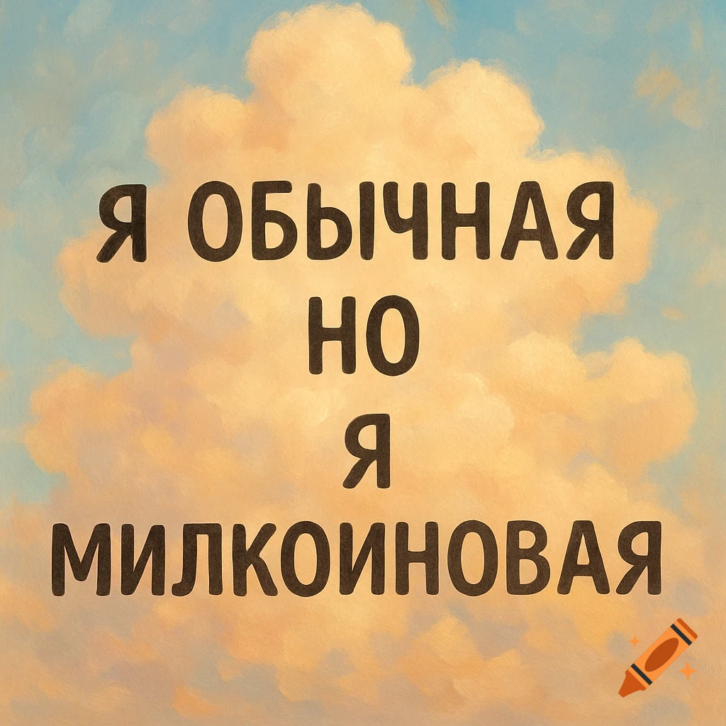 Russian text on a painted cloud background.