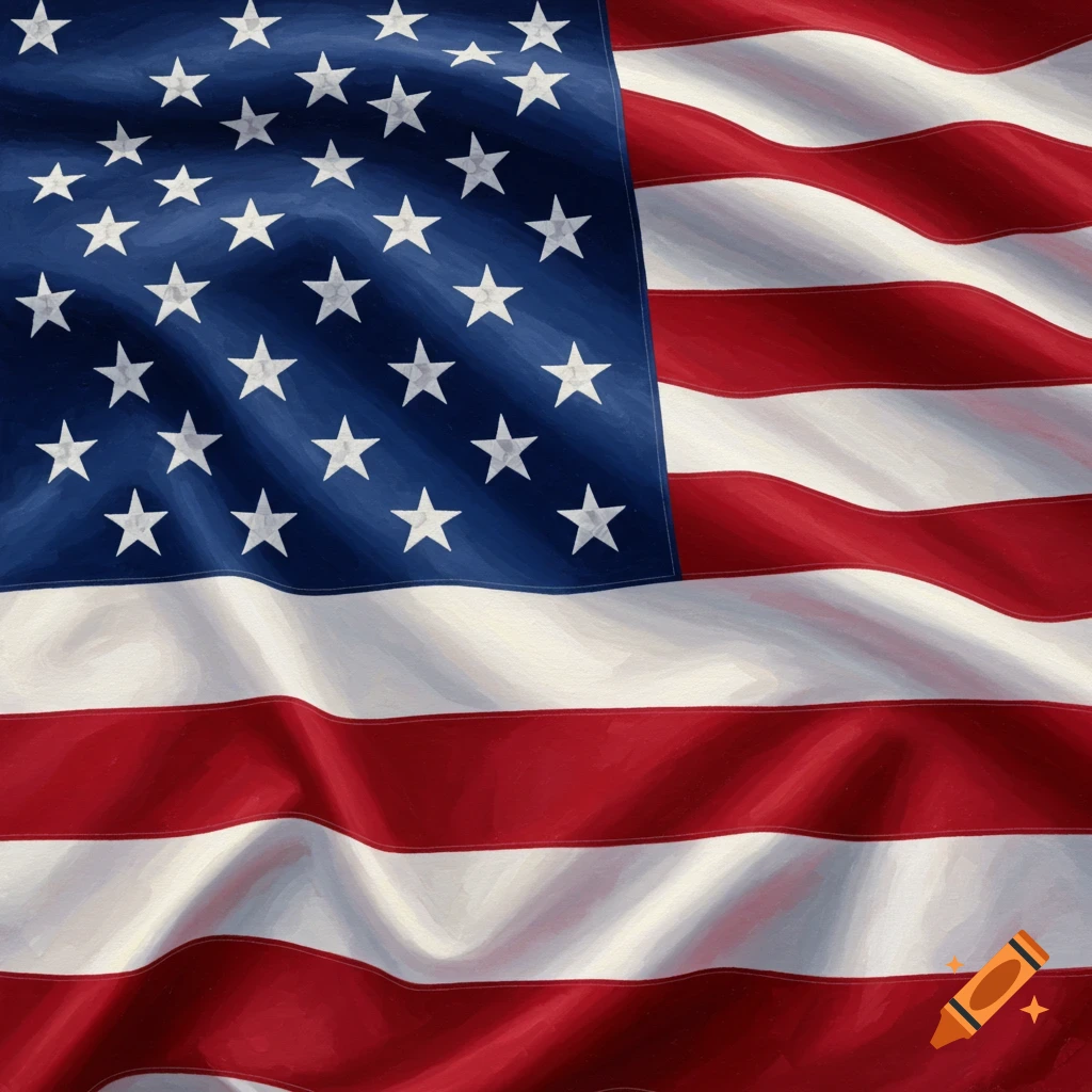 A close-up view of a waving American flag