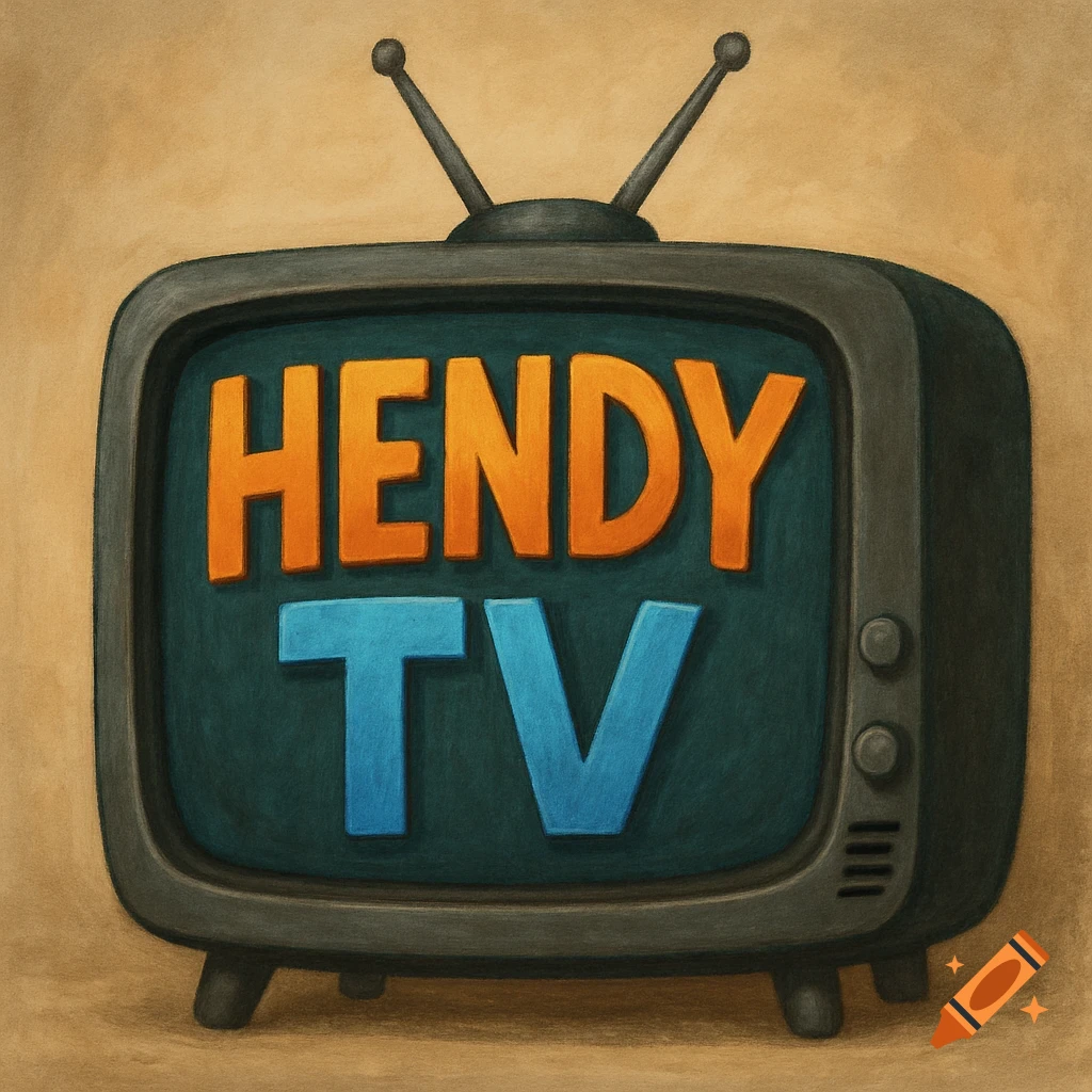 Stylized illustration of an old television with the text HENDY TV on the screen.