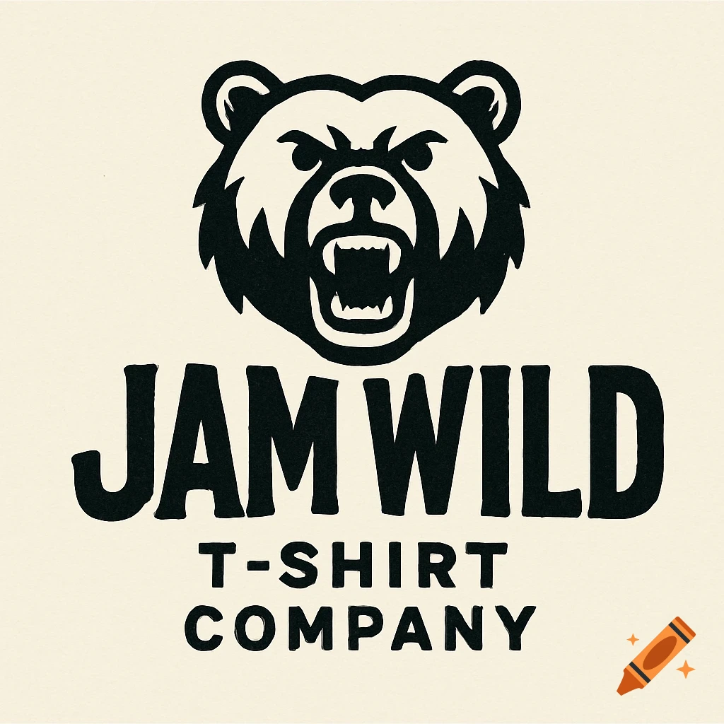 Black graphic logo with an angry bear head above the text 'JAM WILD T-SHIRT COMPANY'