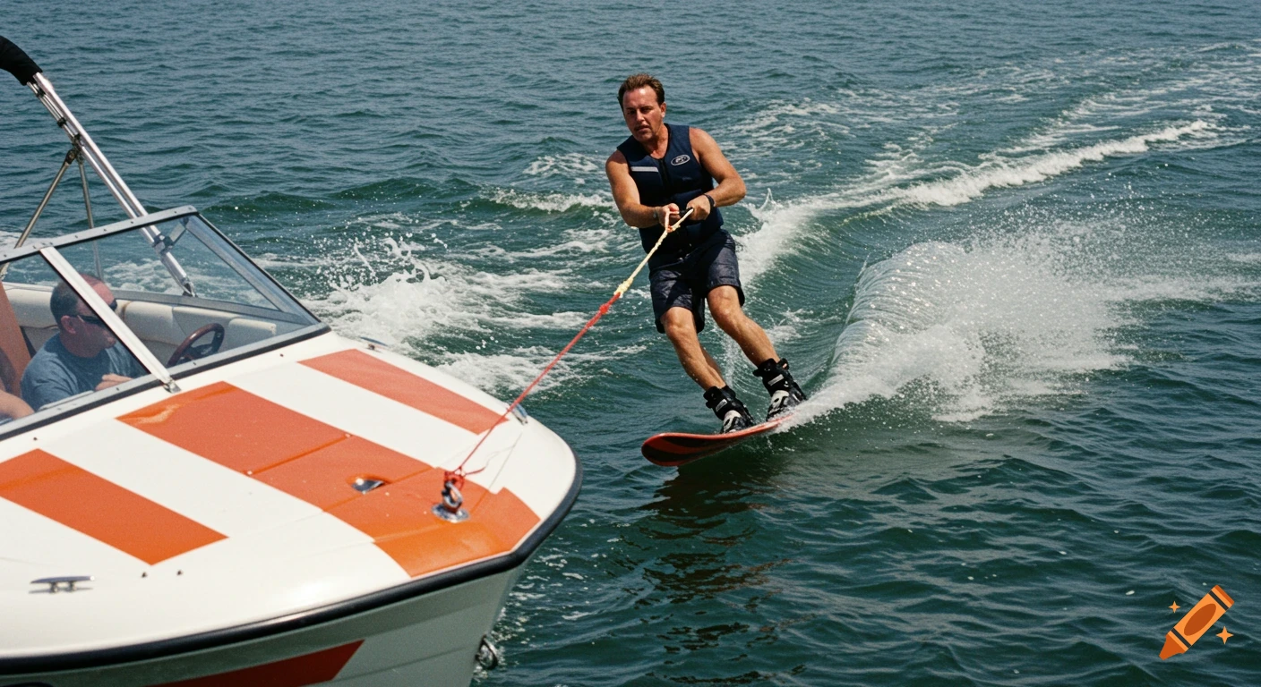 Man water skiing behind a boat