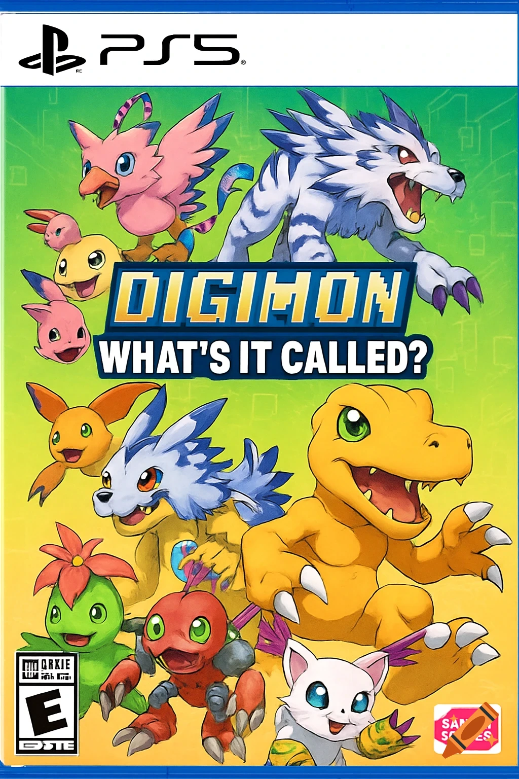 PS5 game cover art featuring various Digimon characters and the title 'Digimon: What's it Called?'