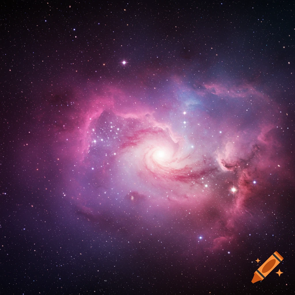 A colorful spiral galaxy in deep space with many stars.