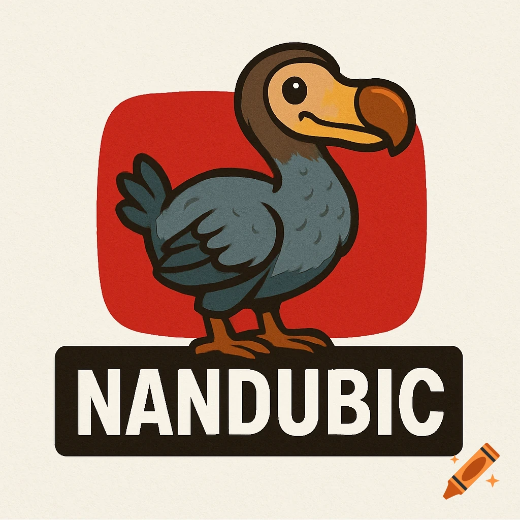 Cartoon logo of a dodo bird above the text NANDUBIC.