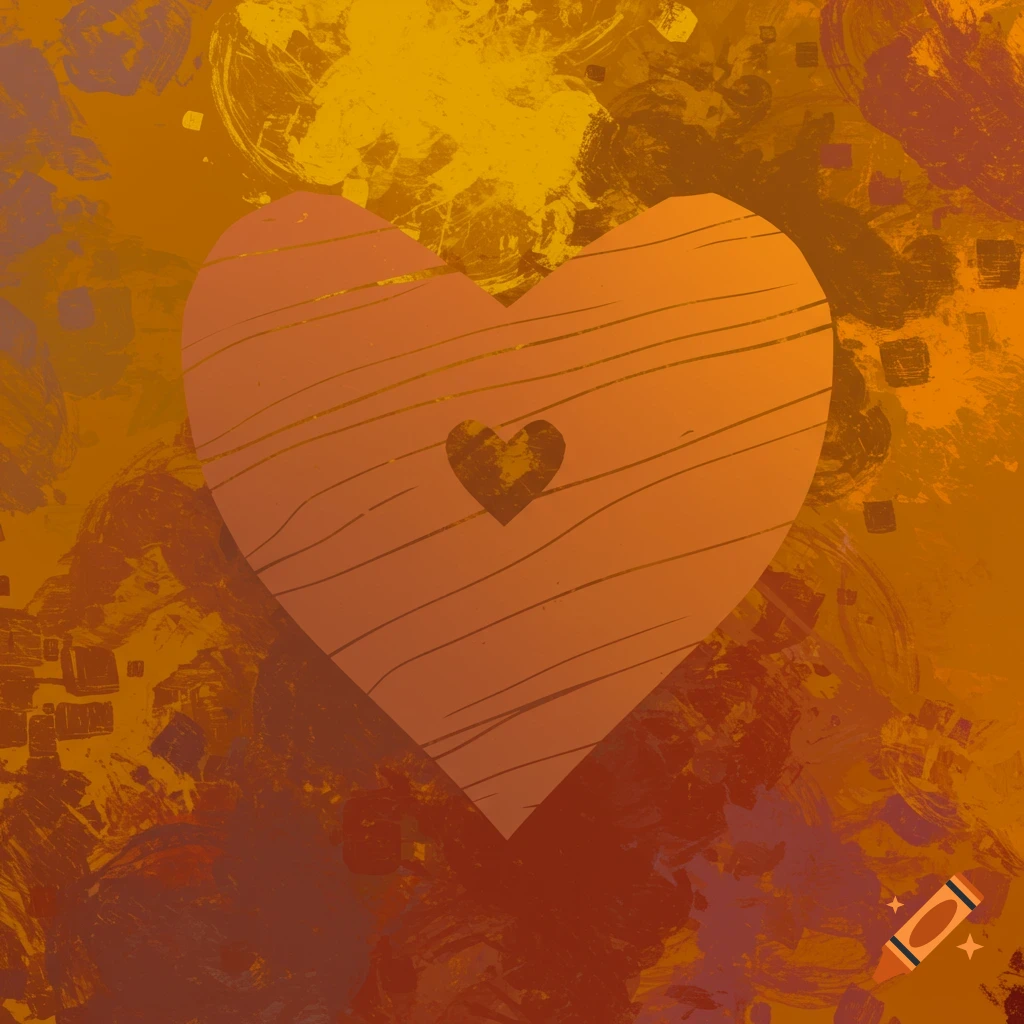 Textured orange heart on a warm, abstract background