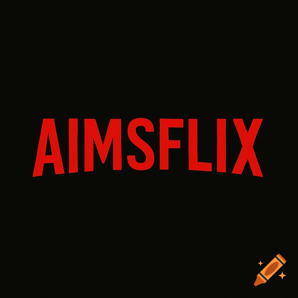 Red text 'AIMSFLIX' styled as a logo on a black background.