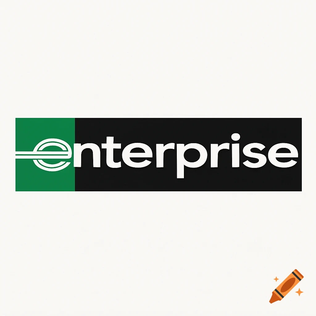 Enterprise logo with green symbol and white text on black background
