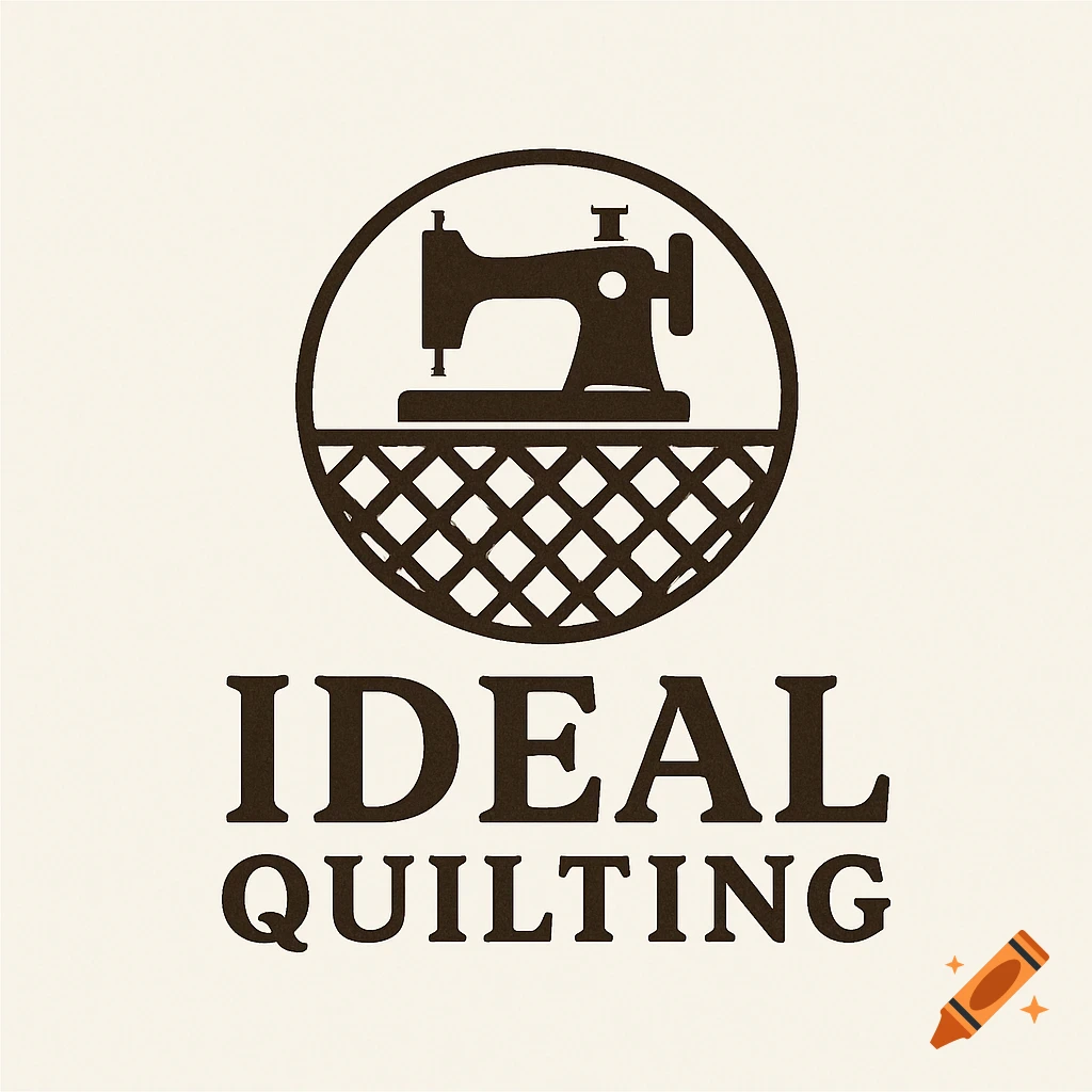Logo with a sewing machine icon and text 'Ideal Quilting'