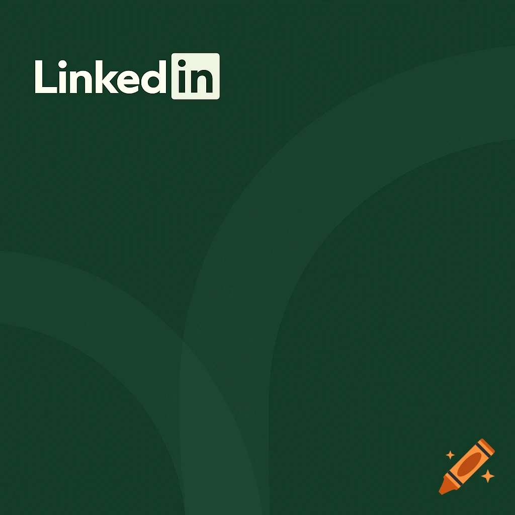 LinkedIn logo and 'in' icon on a dark green background with subtle ...