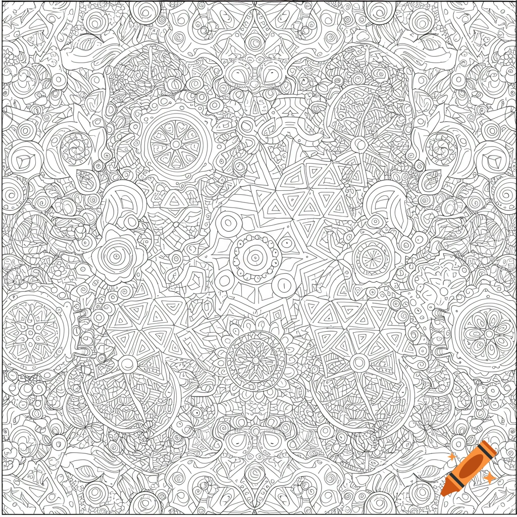 Black and white abstract line art coloring page.