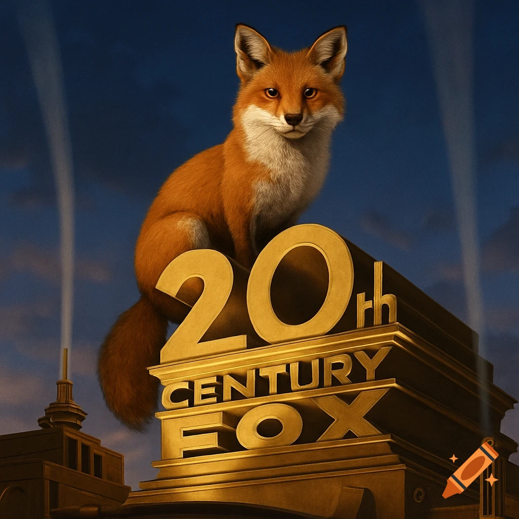 A red fox sits atop the golden 20th Century Fox logo.