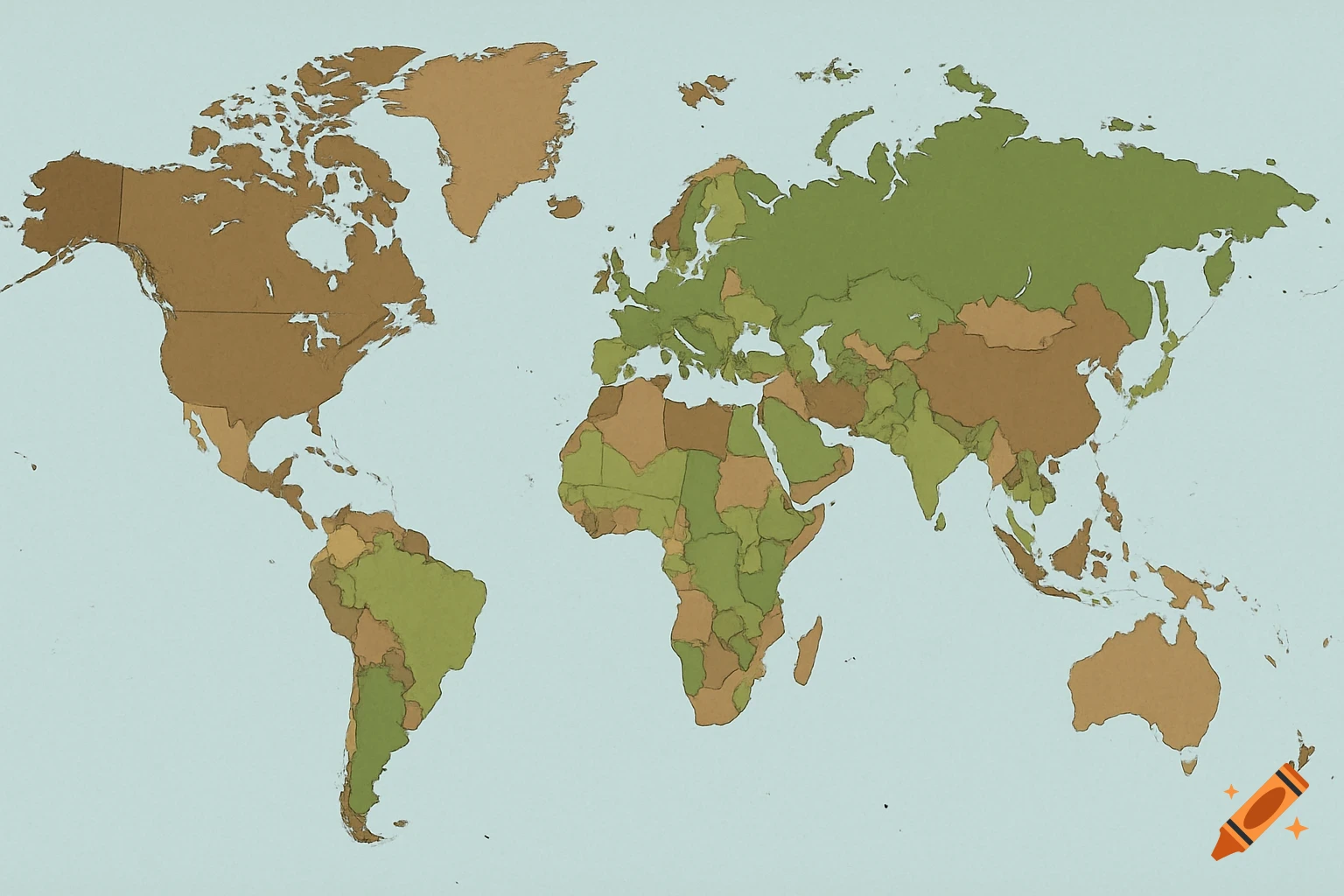 A color-coded political map of the world