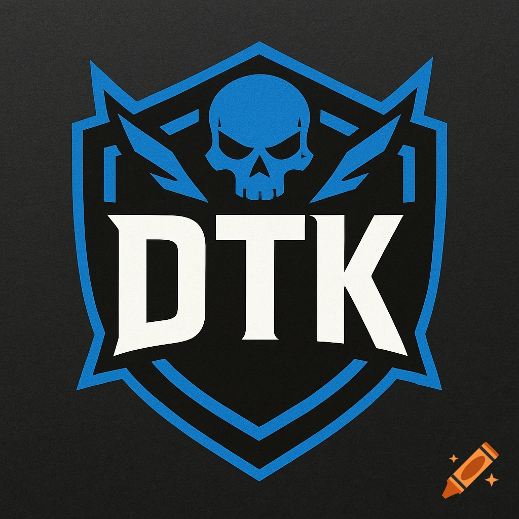Blue and white DTK clan logo with a skull and shield design