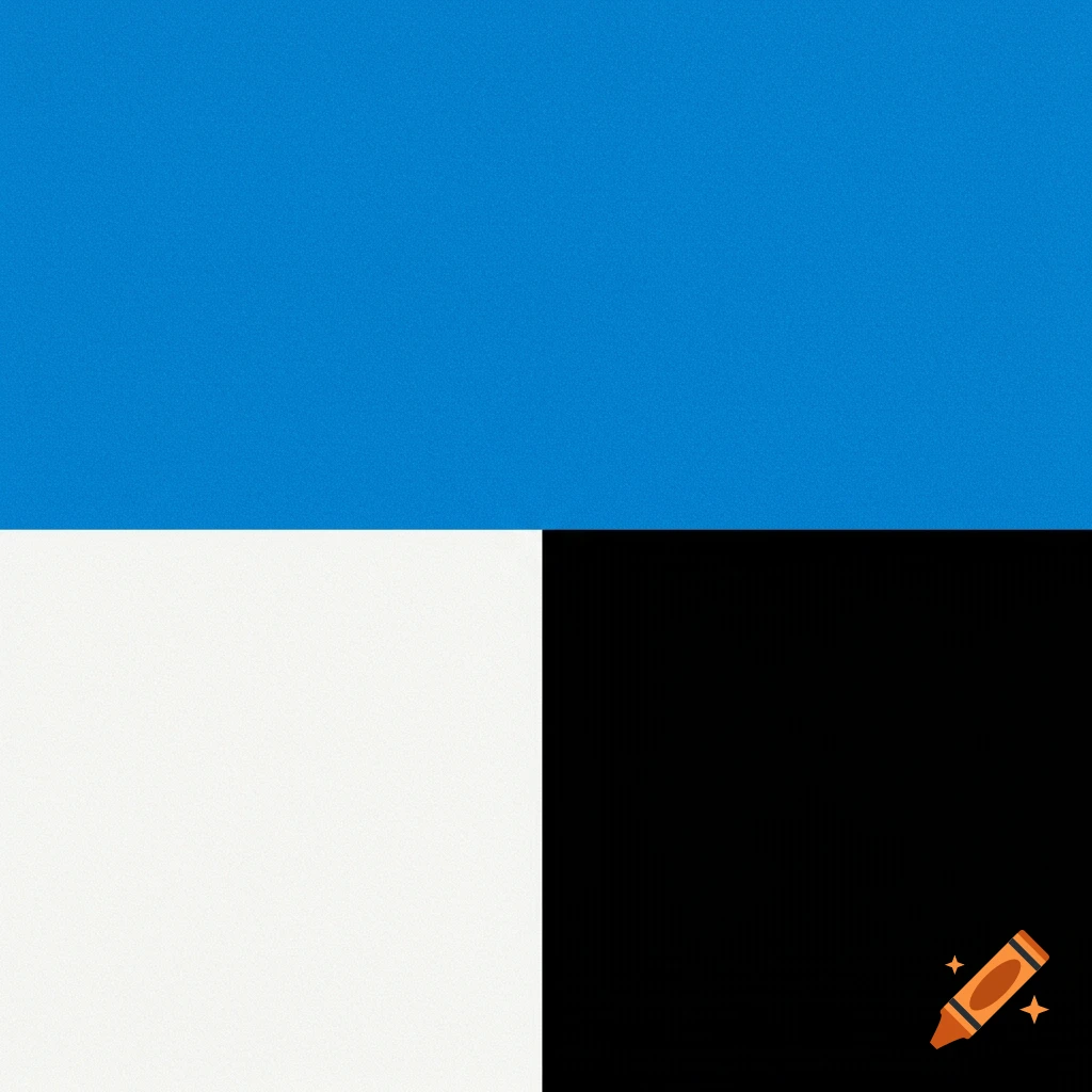 An abstract background split into a blue top half and a bottom half divided vertically into white on the left and black on the right.