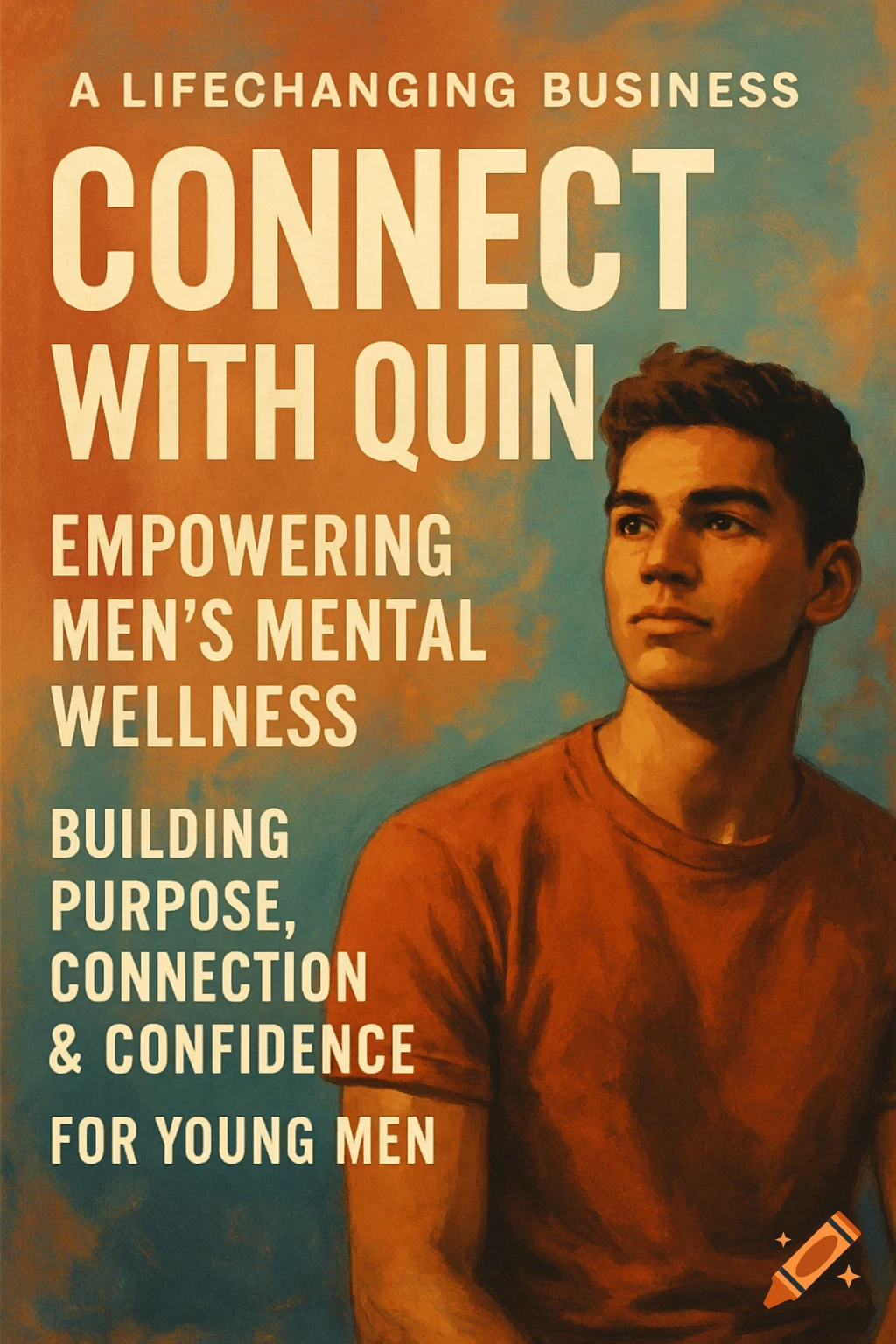 Textured poster with a man and text about men's mental wellness.