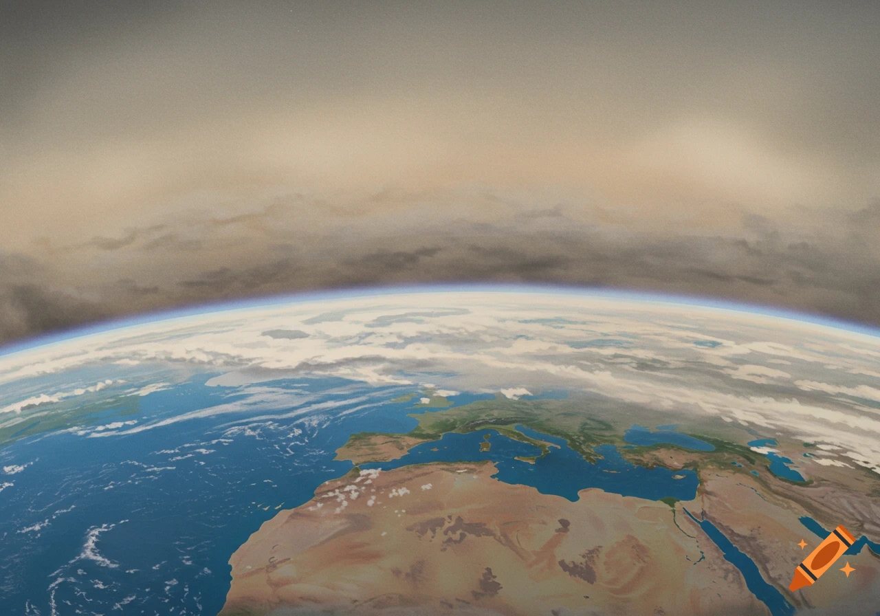 Earth from space showing a layer of air pollution