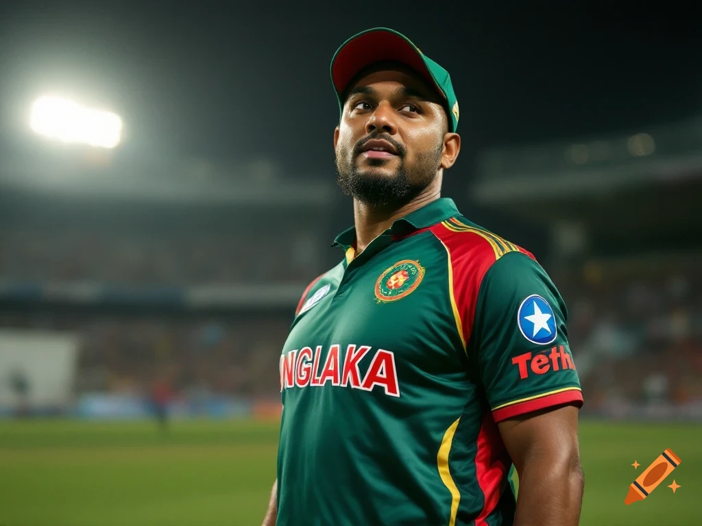 Man in green cricket jersey and cap standing on a field