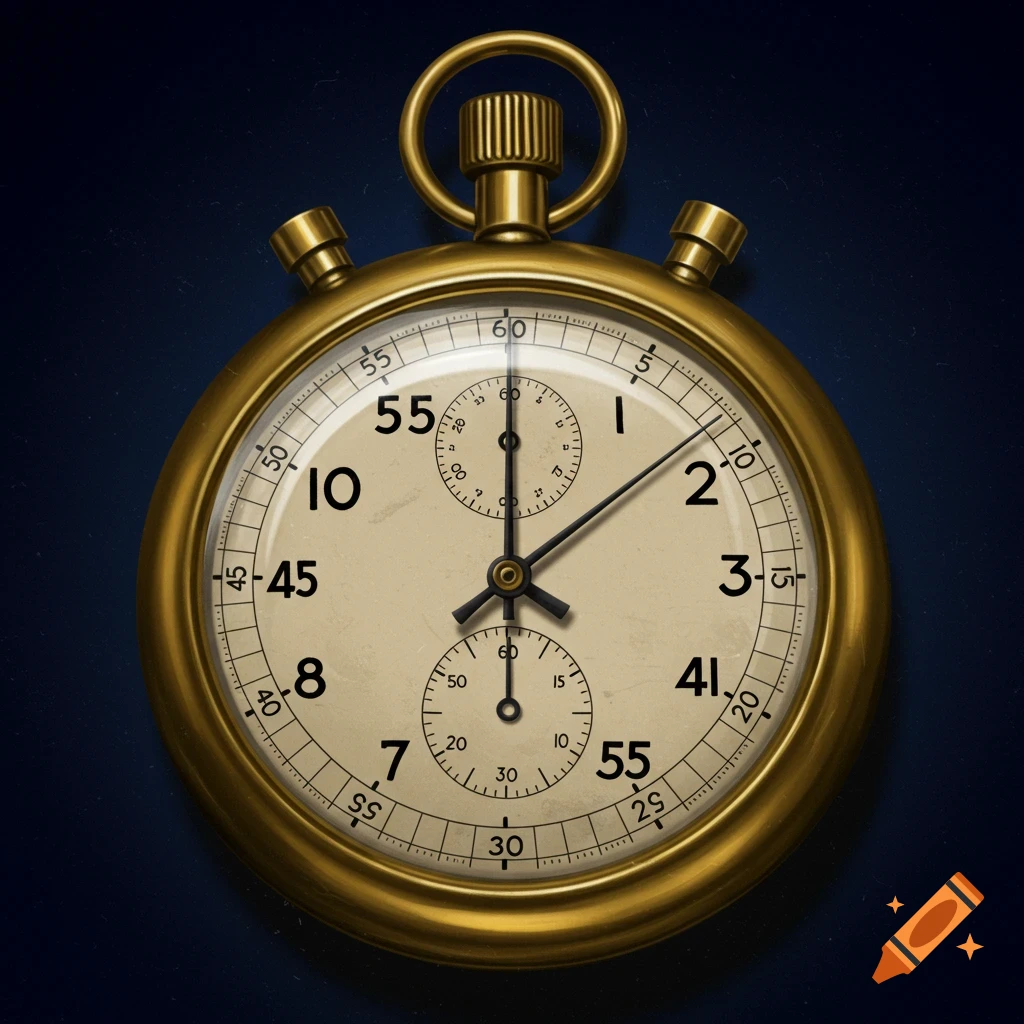 A golden stopwatch against a dark blue background.