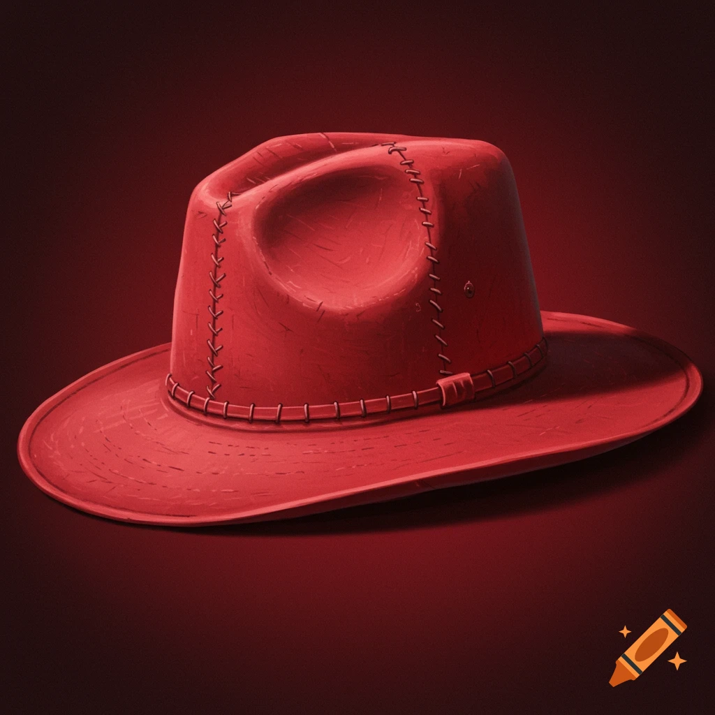 Red fedora-style hat illustration