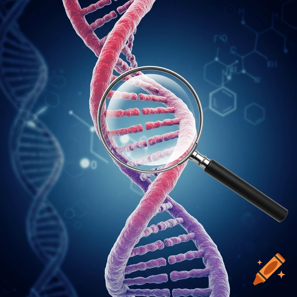 Magnified view of a DNA double helix