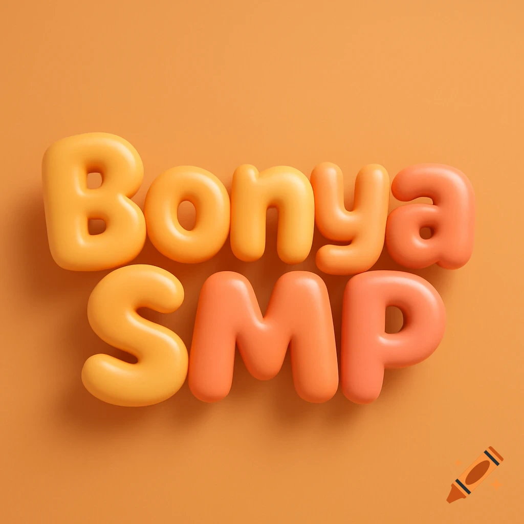 Bubble 3D text spelling 'BonyaSMP' on an orange background