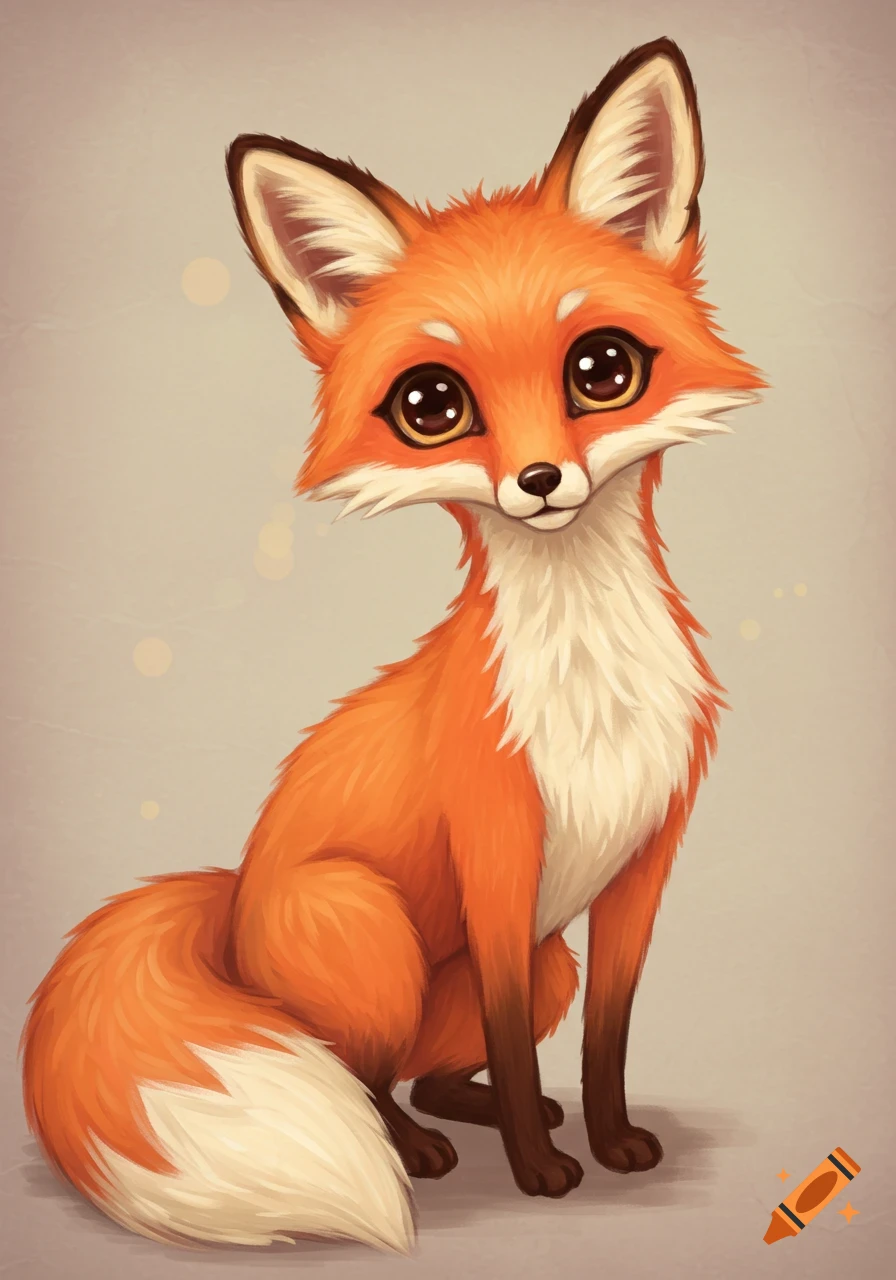 A cute cartoon illustration of a fox sitting.