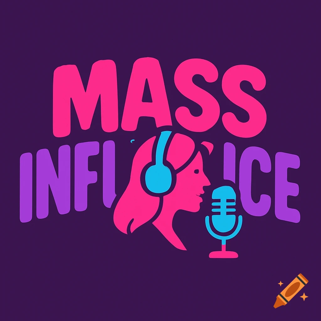 Logo for Mass Influence podcast featuring a silhouette with headphones and microphone.