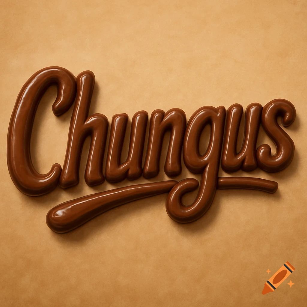 The word Chungus rendered in shiny chocolate