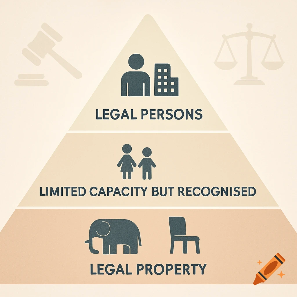 Legal recognition pyramid diagram with icons and text labels