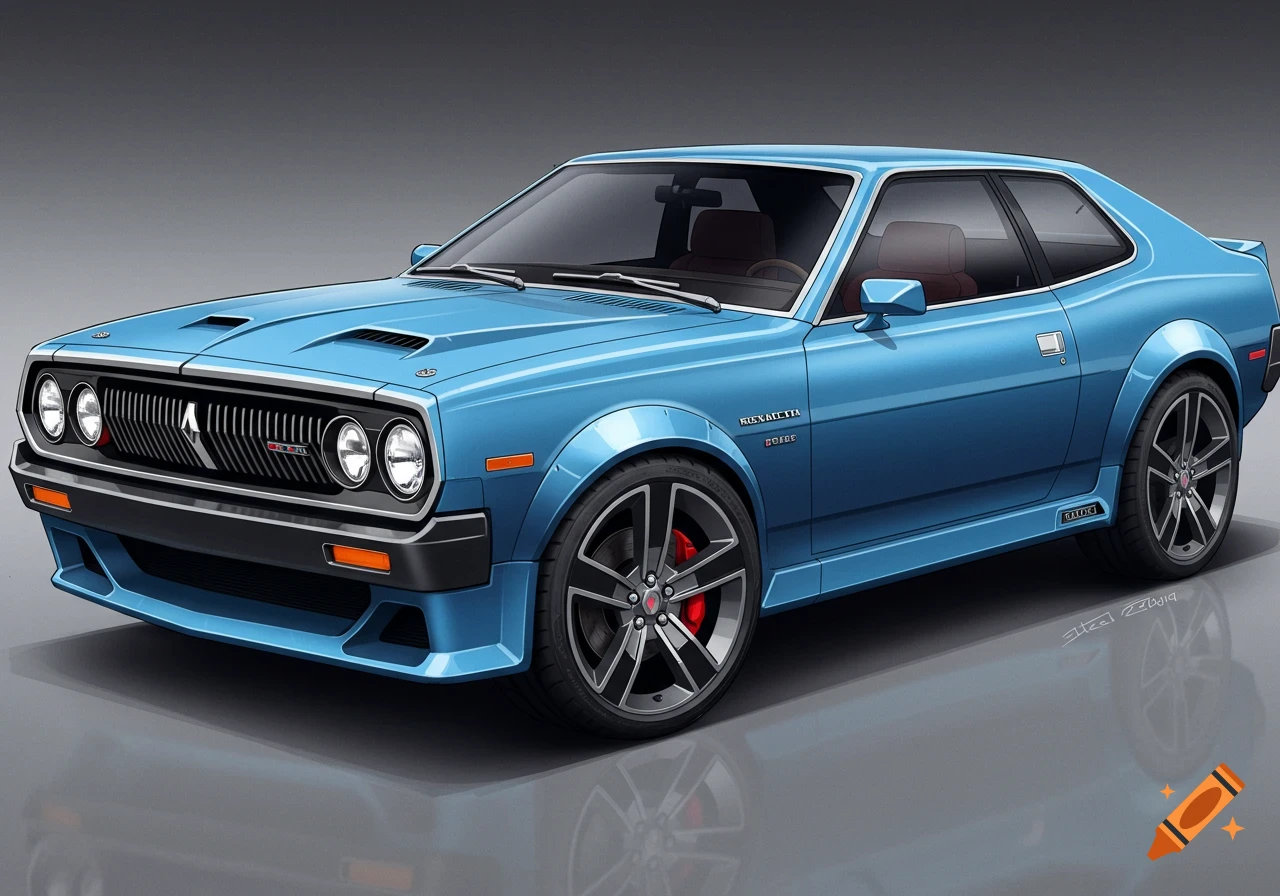 A blue concept car with a retro design