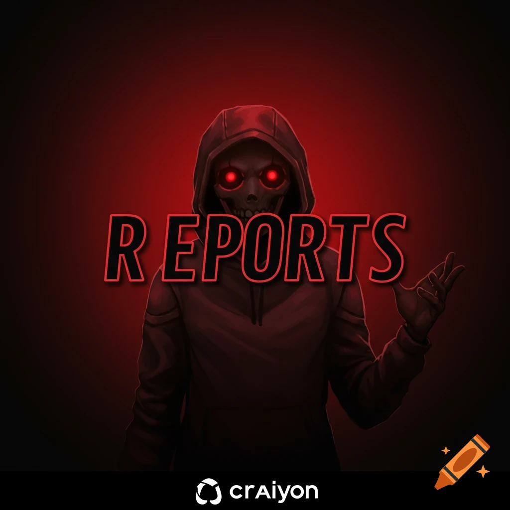 A skeletal figure with glowing red eyes and a hoodie stands in a dark ...