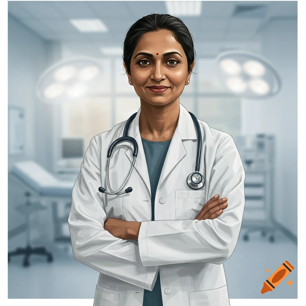 Woman doctor with stethoscope in a medical room