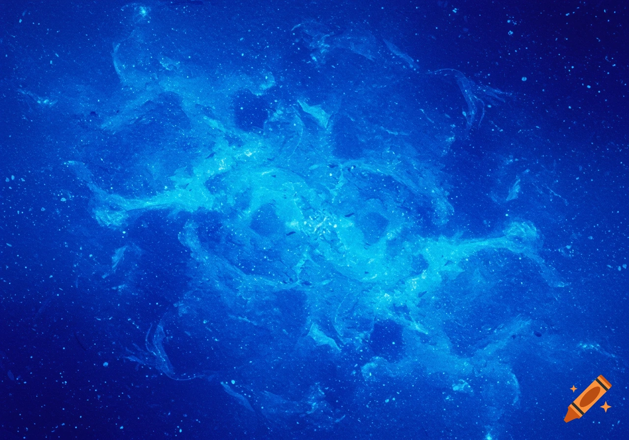 Abstract blue background with glowing light and particles.