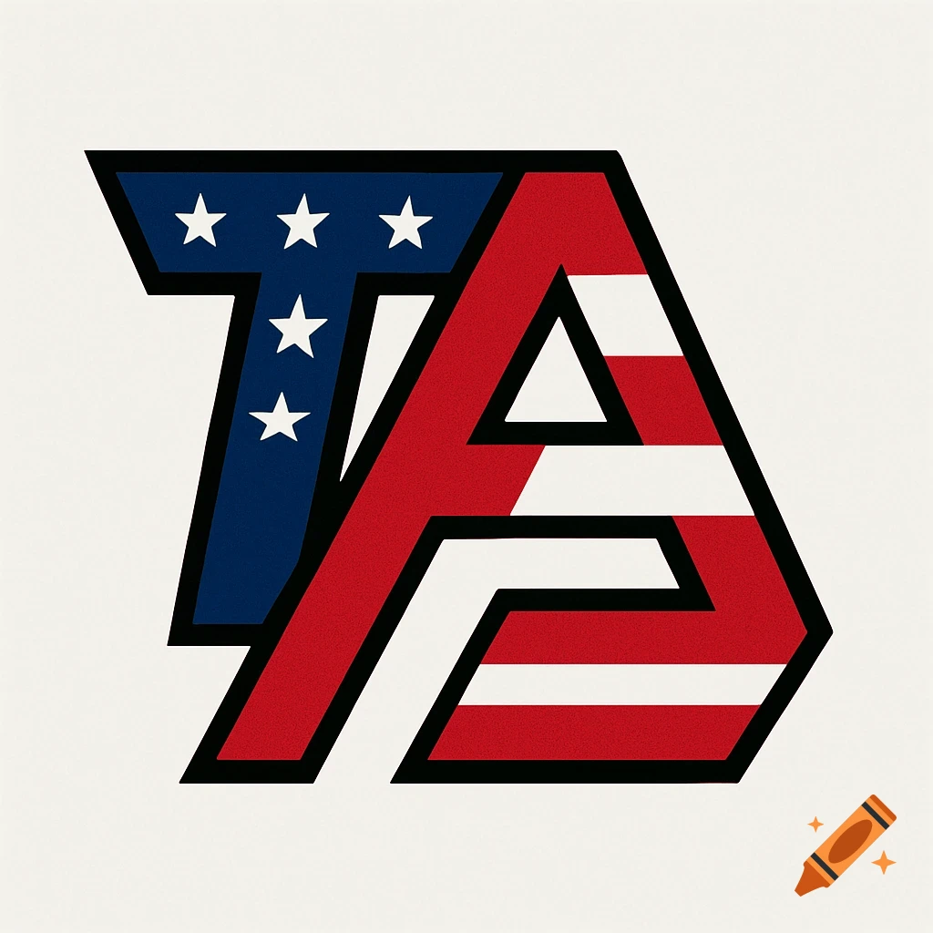 Modern logo for TA incorporating American flag design
