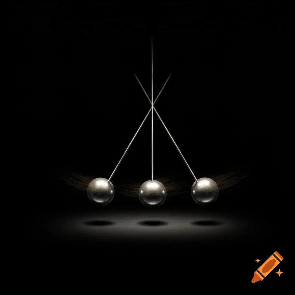 Realistic illustration of pendulums against a black background